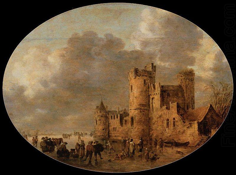 Jan van Goyen Skaters in front of a Medieval Castle
